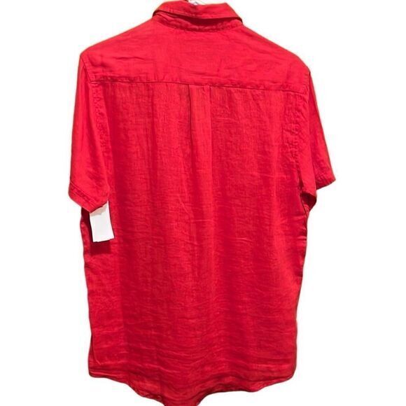 Heritage‎ by Report shirt Sz M red 100% linen academia resort breathable NWT - Picture 3 of 9